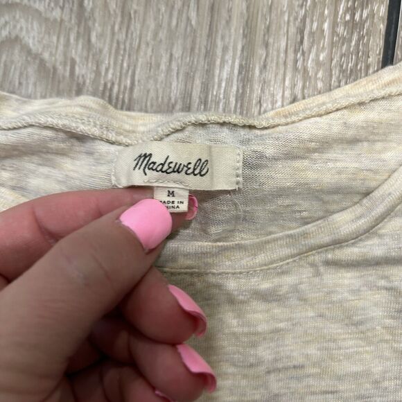 Madewell Women's Peplum Top Medium Boho Boxy Preppy Linen Breathable Lightweight - Picture 2 of 8